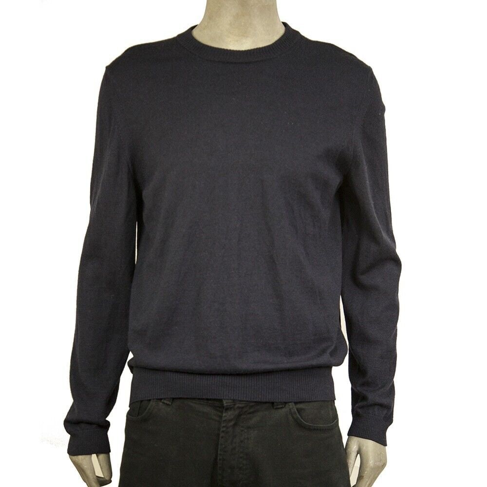 Louis Vuitton Blue Sweater 100% Wool Leather Patches Knit Men's Top size L (1 of 7)