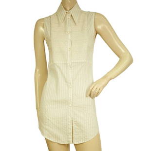 Martine Sitbon White Gray Striped Cotton Sleeveless Shirt Mini Dress Long Top 42: Catherine Malandrino Cotton Top Wool Skirt Striped Mini Gray & White Dress sz 2 Martine Sitbon White Gray Striped Cotton Sleeveless Shirt Mini Dress Long Top 42 Adorable and sooooo feminine Martine Si