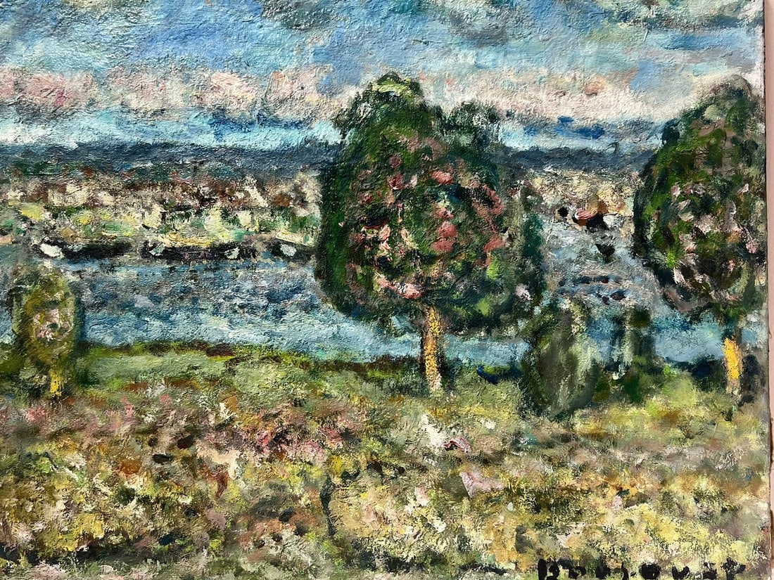 Mid 20th Century French Post-Impressionist Signed Oil Alongside The River Bank (1 of 14)