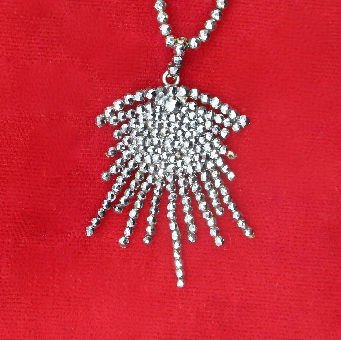 Antique Boho/Hippie-Style Cut-Steel Pendant With Pyrite Chain: Title: Antique Boho/Hippie-Style Cut-Steel Pendant With Pyrite Chain Description: Antique Cut Steel Pendant With Natural Faceted Pyrite Chain Circa. 1850 United Kingdom A rare, one-of-a-kind pendant a