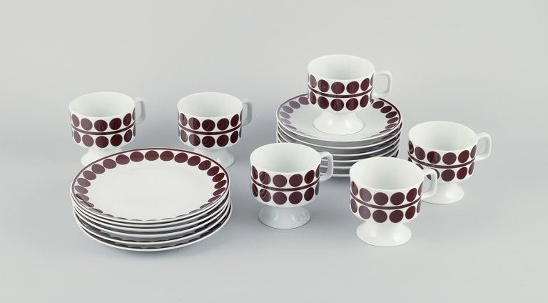Eschenbach, Germany, a six-person retro coffee set in porcelain. Designed with brown dots. (1 of 6)