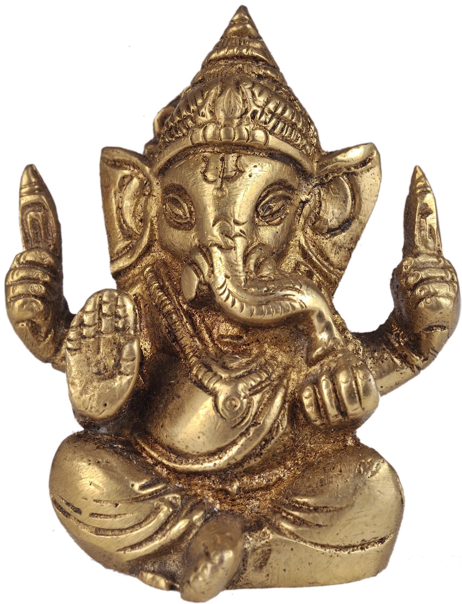 2" Baby Ganesha Granting Abhaya In Brass (1 of 1)