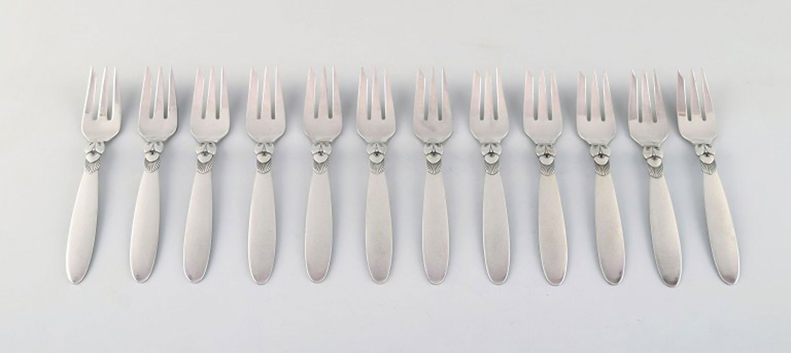 Georg Jensen Cactus pastry forks in sterling silver. 12 pcs. in stock. (1 of 6)