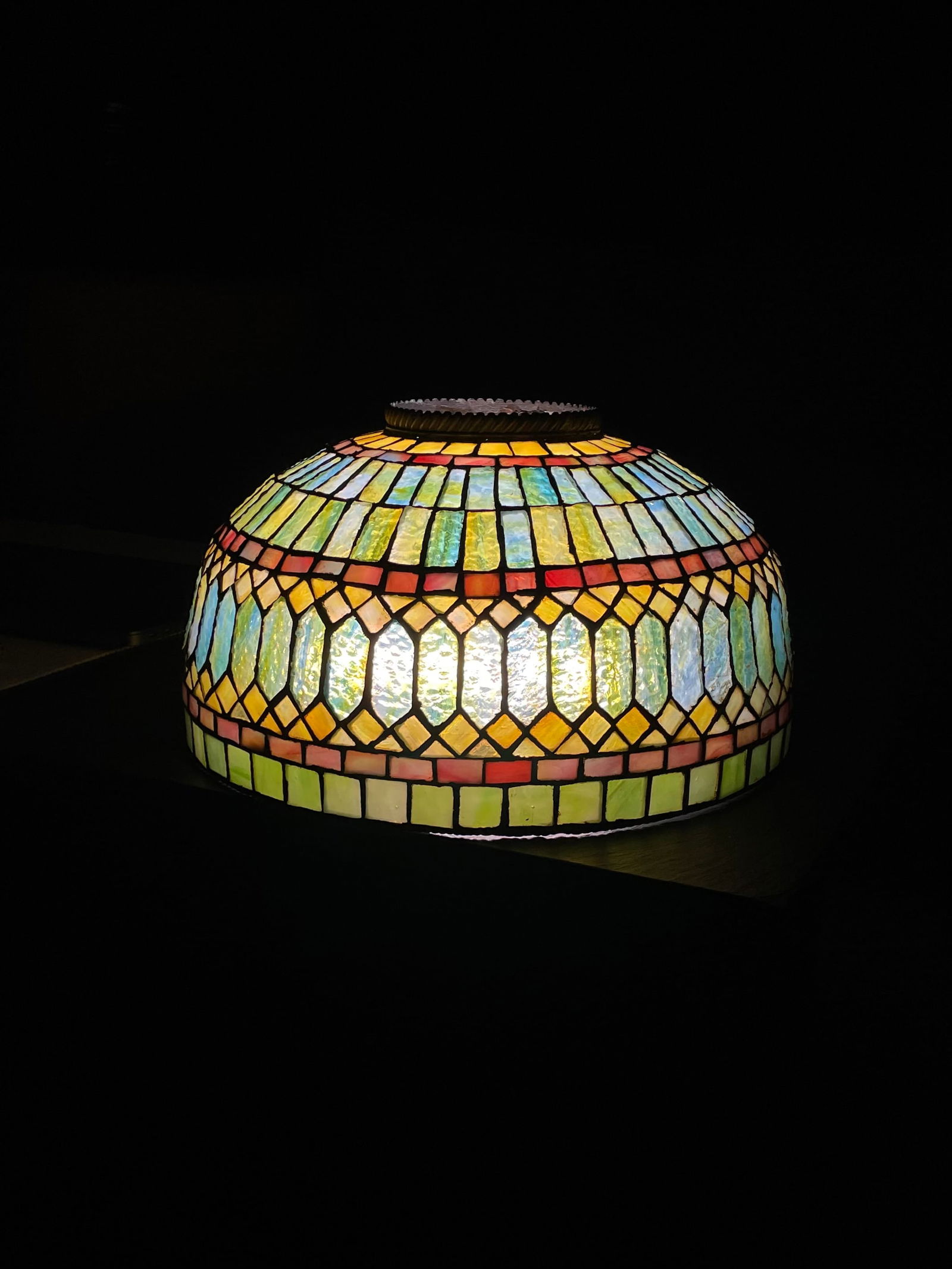 Antique American Leaded Glass Lamp Shade (1 of 11)