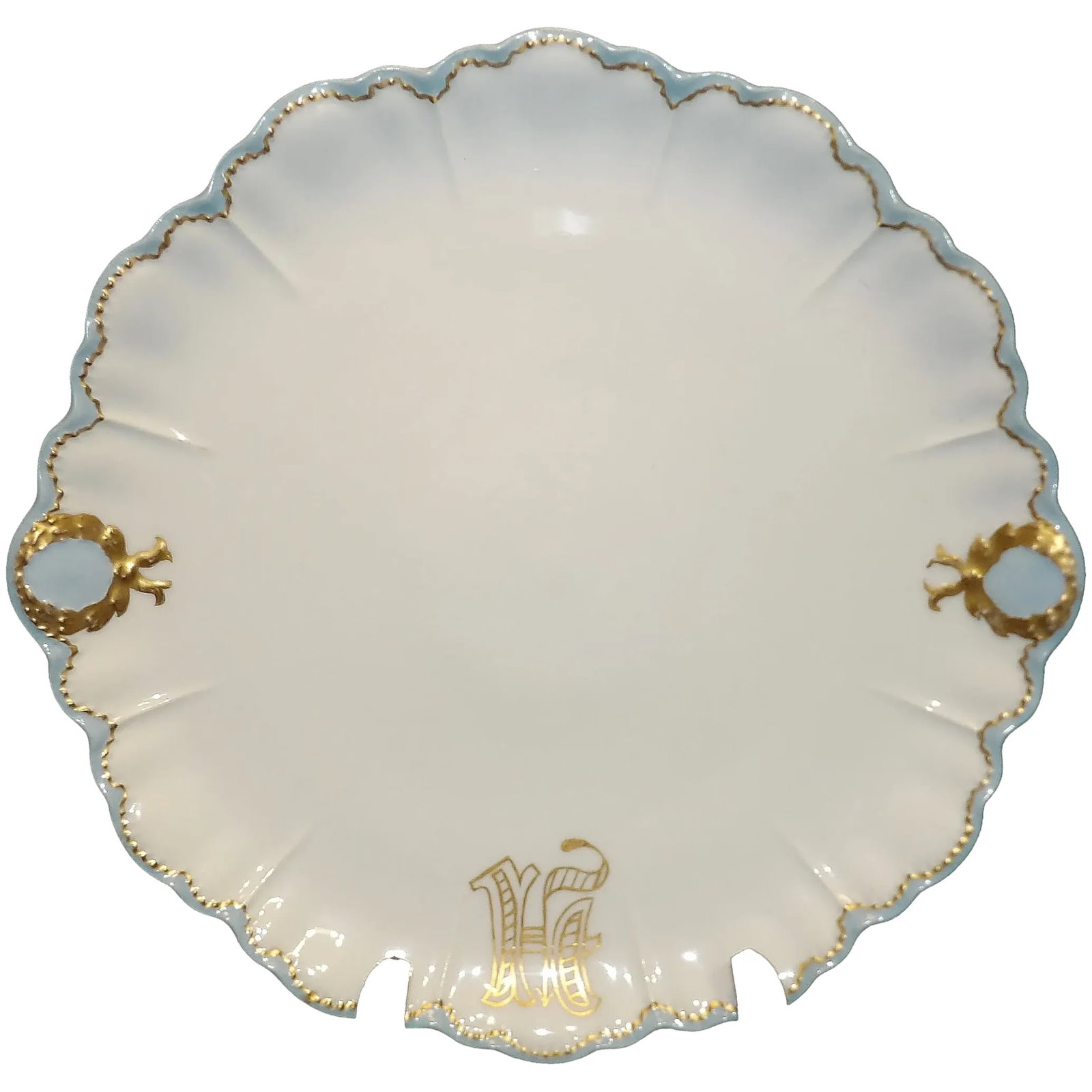 Antique CFH over GDM Haviland Bowl France: This Antique CFH over GDM Haviland Bowl/Plate France was produced in the late 1800’s based on the backstamp. It was made in Limoges, France, by Charles Field Haviland. The GDM stands for Gerard,