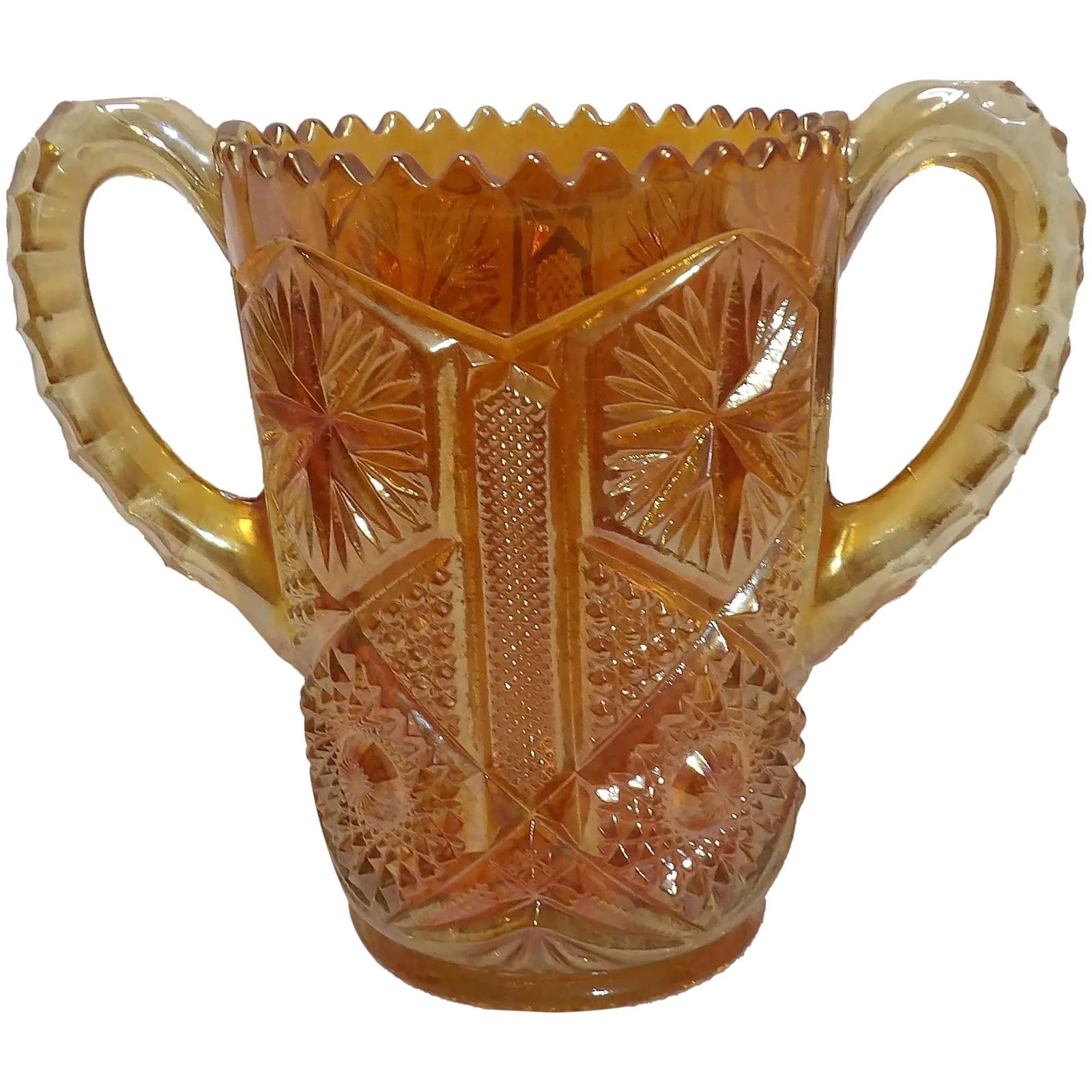 Vintage Star and File Marigold Carnival Glass Celery Vase circa 1920’s (1 of 9)