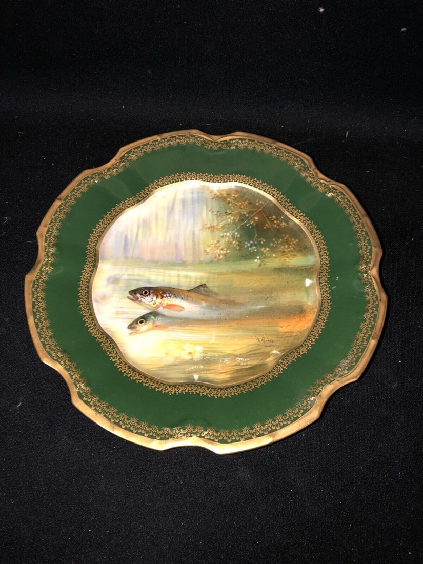8 3/4” Limoges Fish Plate (1 of 5)