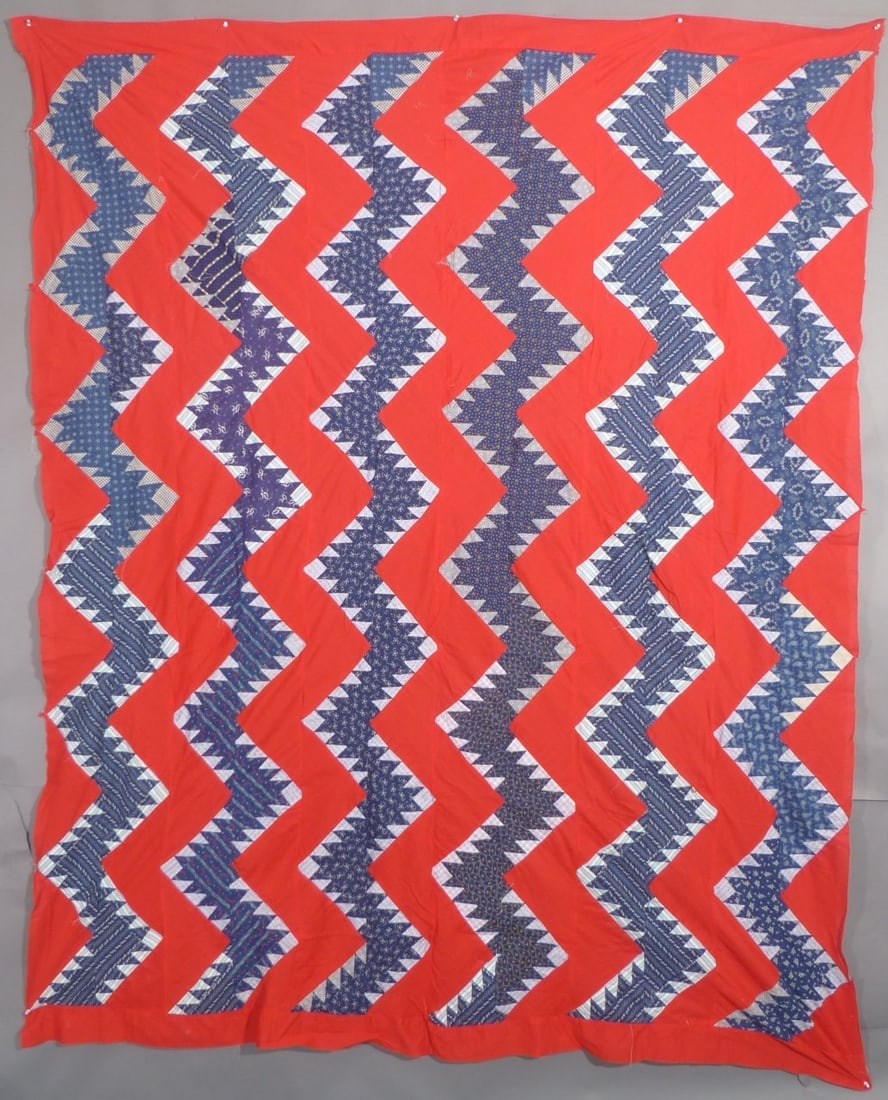 Antique Cotton, Handmade, "Streak of Lightning" Quilt Top (1 of 11)
