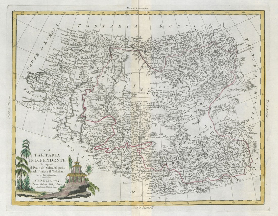 La Tartaria Indipendente… Central Asia, Caspian Sea & Caucasus. ZATTA 1785 map (1 of 1)