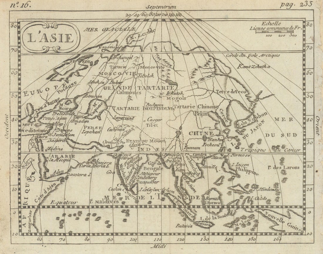 L' Asie. Asia Tartary China Mughal Empire. BUFFIER c1818 old antique map chart (1 of 1)