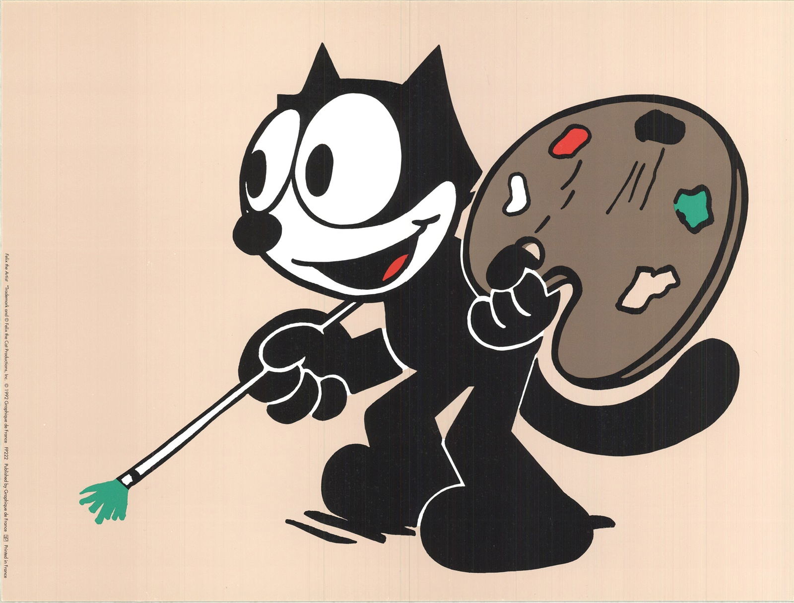 Pat Sullivan - Felix the Cat as Artist - 1992 Offset Lithograph 9" x 12" (1 of 3)