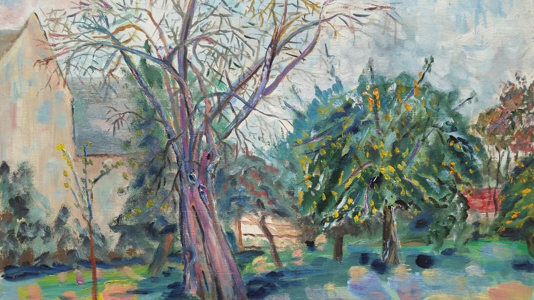 20th Century French Oil Painting Garden in Provence late 20th century (1 of 14)