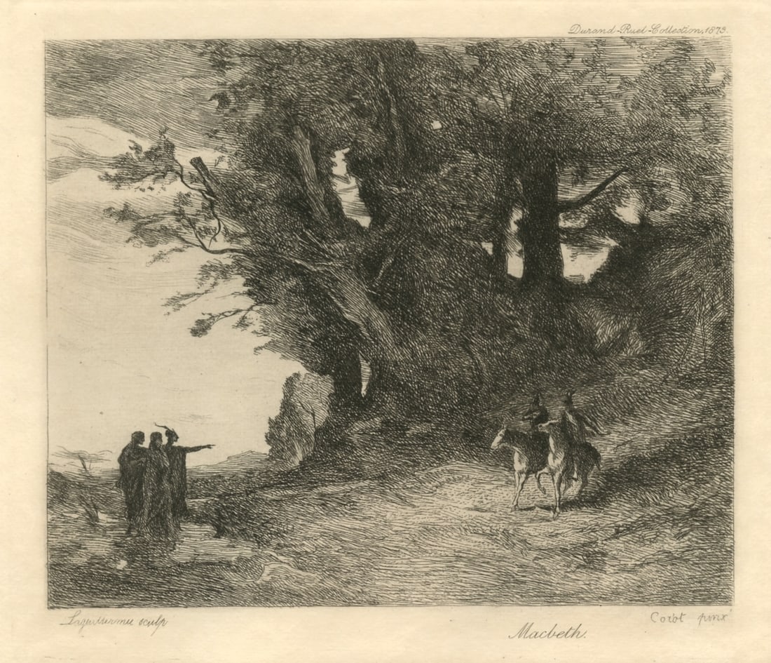 Jean-Baptiste Corot etching "Macbeth" (1 of 1)