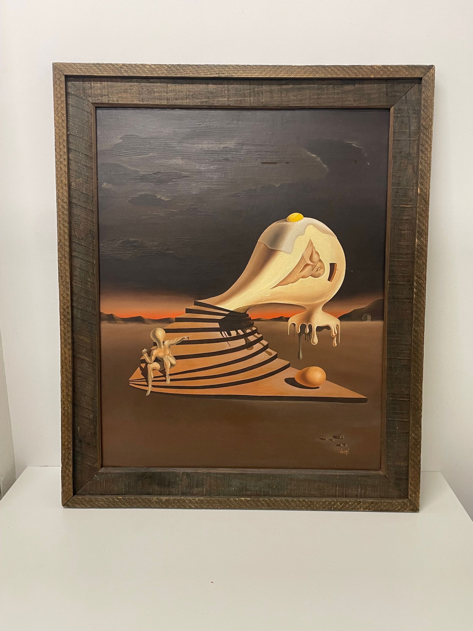 Surrealist Large Oil Painting 20th Century Signed (1 of 2)