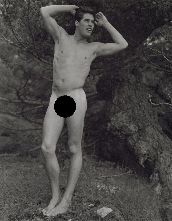 BRUCE WEBER - Rob Facing Mt. Olympus, Washington: Artist: Bruce Weber Title: Rob Facing Mt. Olympus National Park, Washington, 1990 Medium: Sheet Fed Gravure, 1990, USA Dimensions: 7.3x9.4" Description: Heat Wax Mounted on 11x14" Conservation Board A