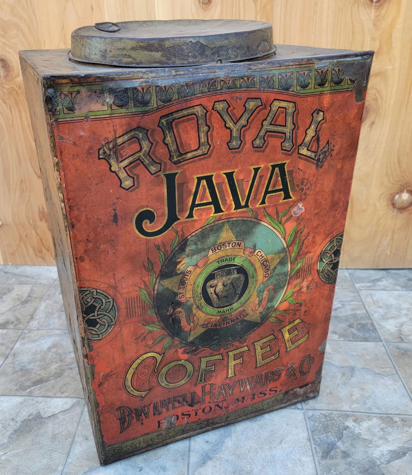 Antique Dwinell Hayward & Co Royal Java Large Metal Tin (1 of 6)