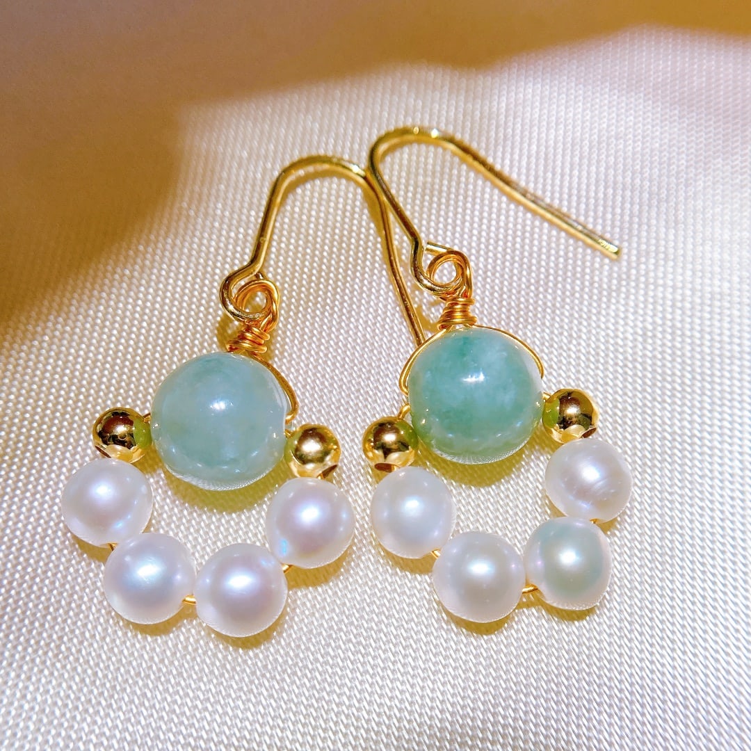 Natural grade A jade pearl earrings (1 of 6)