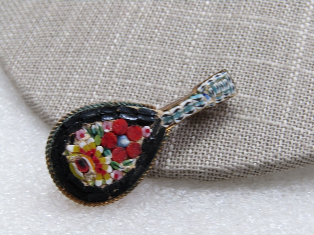 Vintage Italian Micromosaic Mandolin Brooch, 1950's-1960's (1 of 5)