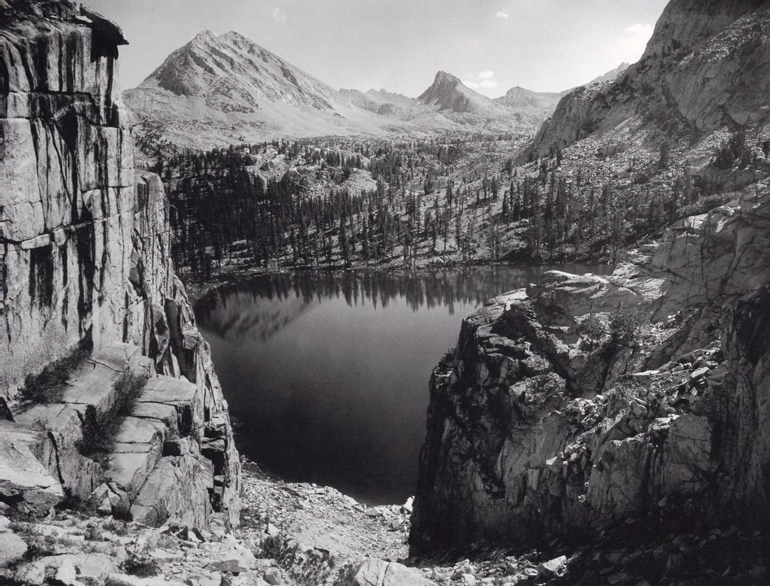 ANSEL ADAMS - Marion Lake, Kings Canyon c. 1925: Artist: ANSEL ADAMS Print Title Marion Lake, Kings Canyon c. 1925 Medium: Double Impression Photolithograph Printed 1970’s in the US Image Size: approx. 7 x 9” Ansel Easton Adams (1902 – 198