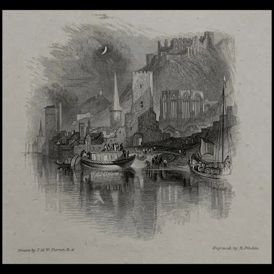 Bacharach, on the Rhine. 1833: Bacharach, on the Rhine. Published on 1833. Artist: after Joseph Mallord William Turner (7751​ - 1851) Engraver: Edward Francis Finden (1791-1857) Publisher: John Murray Plate size: 23,1 x17,8 c