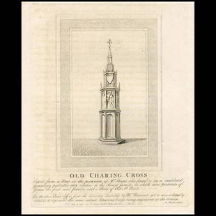 The Old Charing Cross. John Thomas Smith (1791-1800): The Old Charing Cross is one of 95 engravings bound in volume 'Antiquities of London and its Environs' compiled by John Thomas Smith, also known as Antiquity Smith (1766–1833). 'Antiquities of L