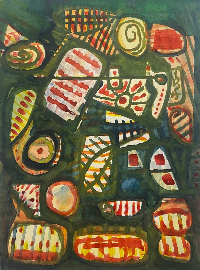 French Expressionist Abstract Original Painting Artists Studio Provenance Mid 20th Century (1 of 3)