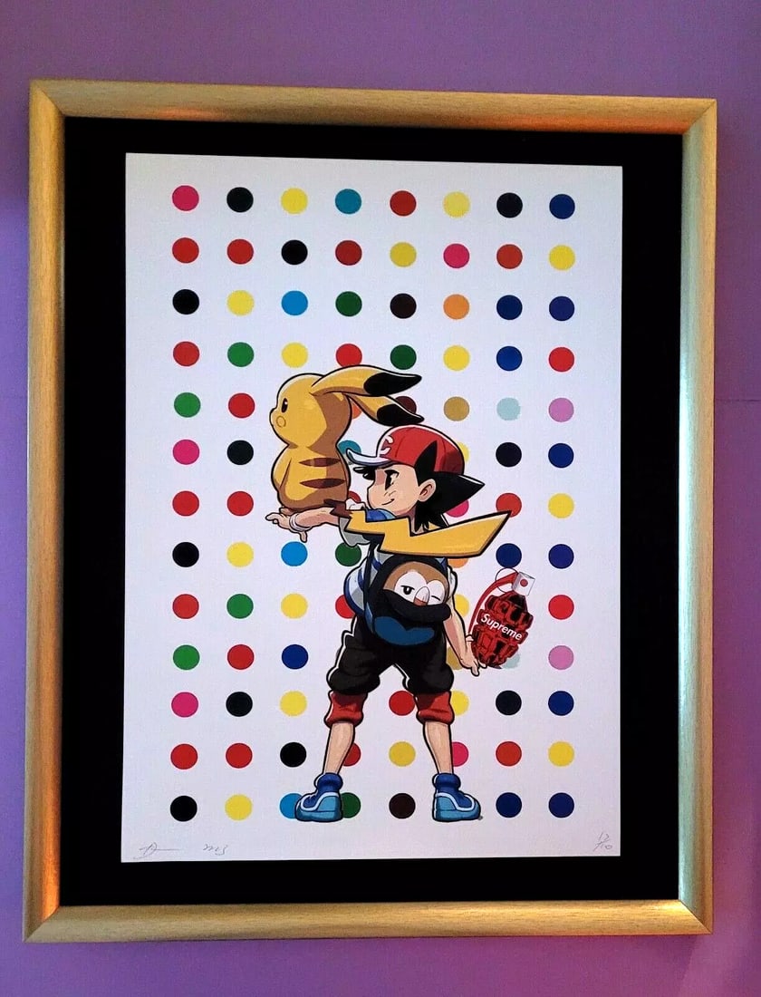 Death NYC Large Framed 16x20in Pop Art Certified Pokemon Pikachu Satoshi * (1 of 5)
