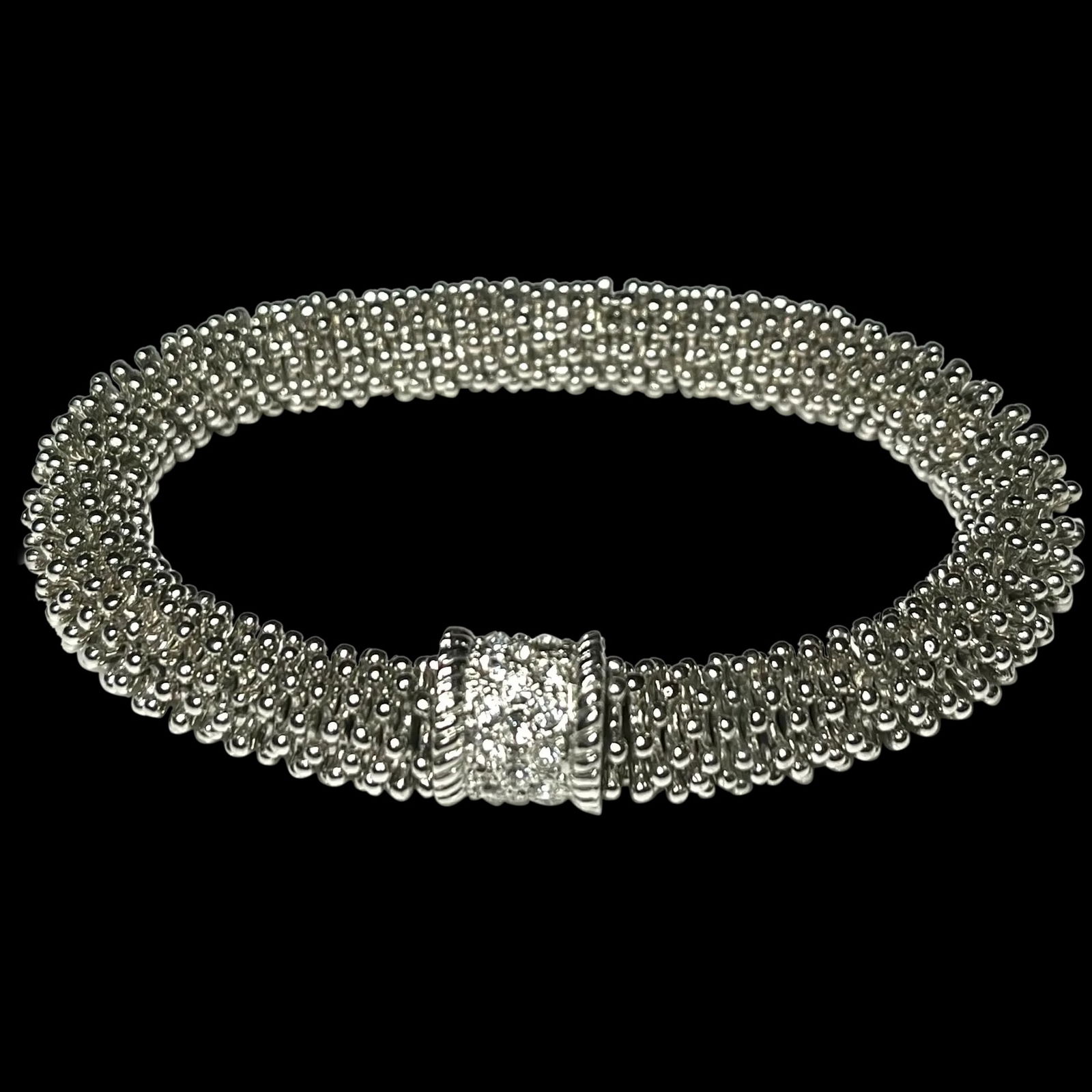 Silver Tone Stretch Bracelet with Cystal Charm (1 of 6)