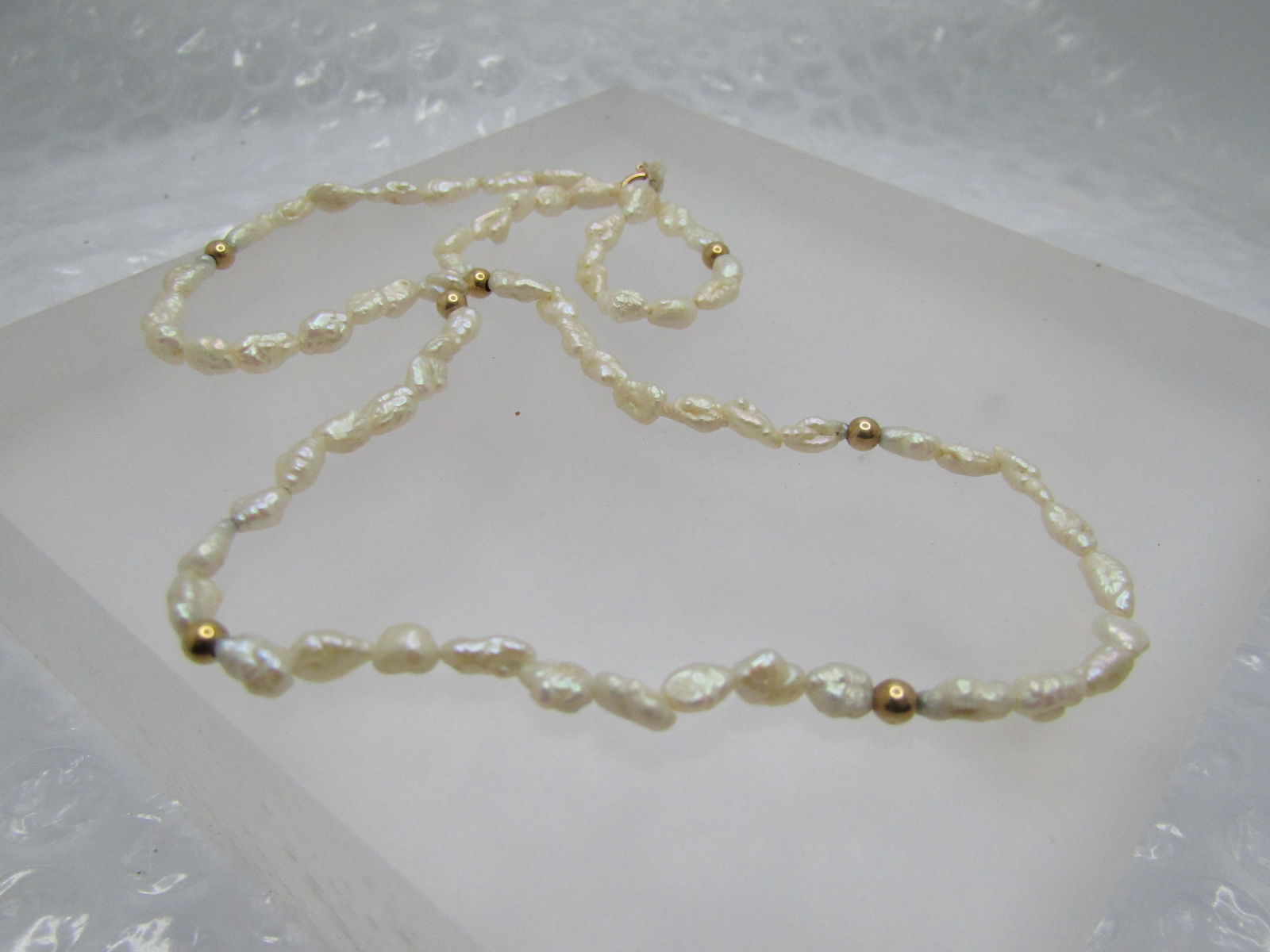 Vintage 14KT Freshwater Pearl Necklace, 16" Signed Tranel (1 of 5)