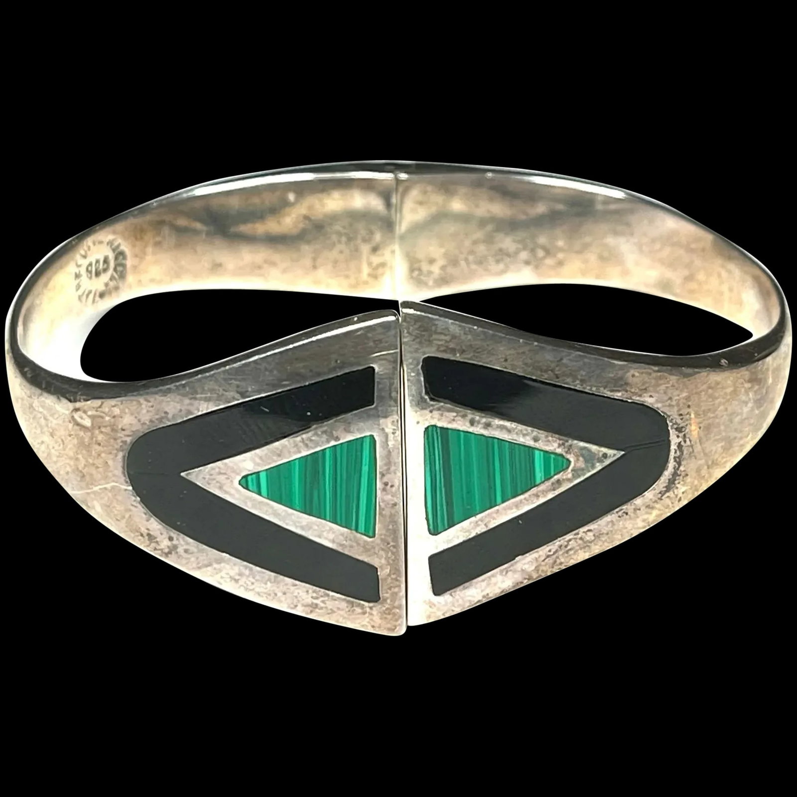 Vintage Taxco Modernist Sterling Silver Clamper Bracelet (1 of 10)