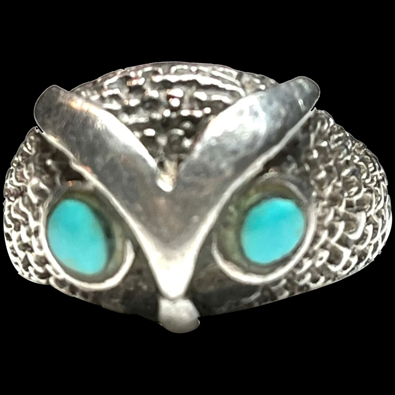 Vintage Sterling Silver Enamel Owl Ring (1 of 8)