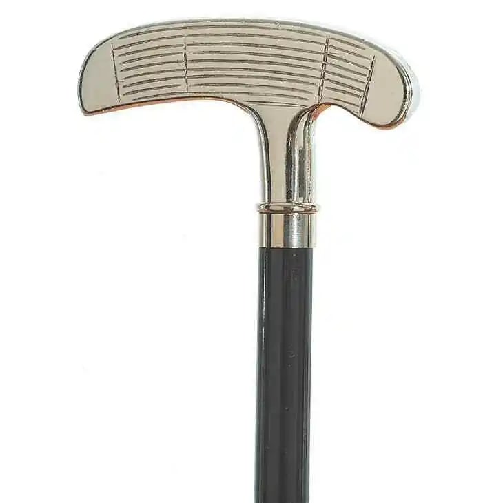 36" Nickel Brass Golf Putter Walking Stick Cane (1 of 1)