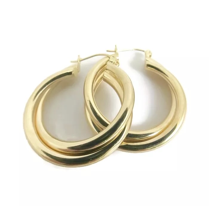 Classic Twisted Hoop Earrings 14K Yellow Gold, 1.25 Inches, 5.05 Grams (1 of 12)