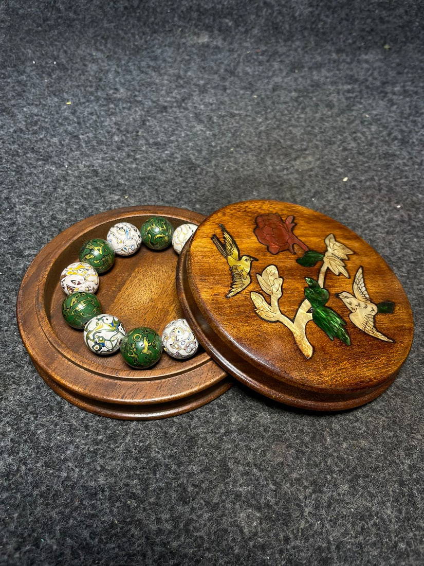 Buy Beautiful Chinese Lacquerware Beads Bracelet W Huali Wood Inlay ...