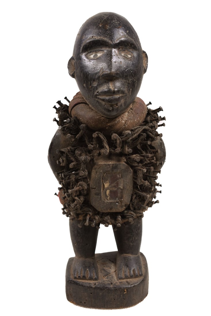 Nkisi Figure - Nail, Wood, Glass - Yombe - Congo (1 of 7)