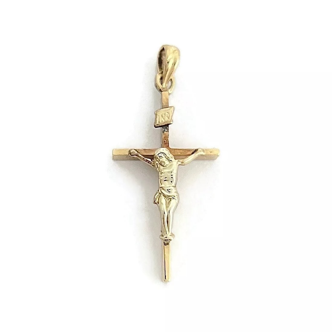 Vintage Crucifix Cross Religious Necklace Pendant 14K Yellow Gold, .93 Grams (1 of 6)