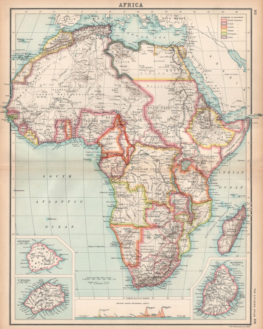 AFRICA shows 1911 Neukamerun border changes. Equatorial cross section 1912 map (1 of 1)