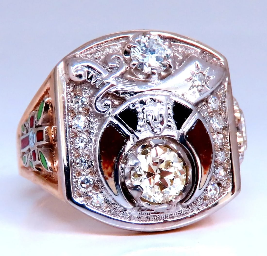 .55ct. mens natural round diamond ring 14kt gold Gothic (1 of 7)