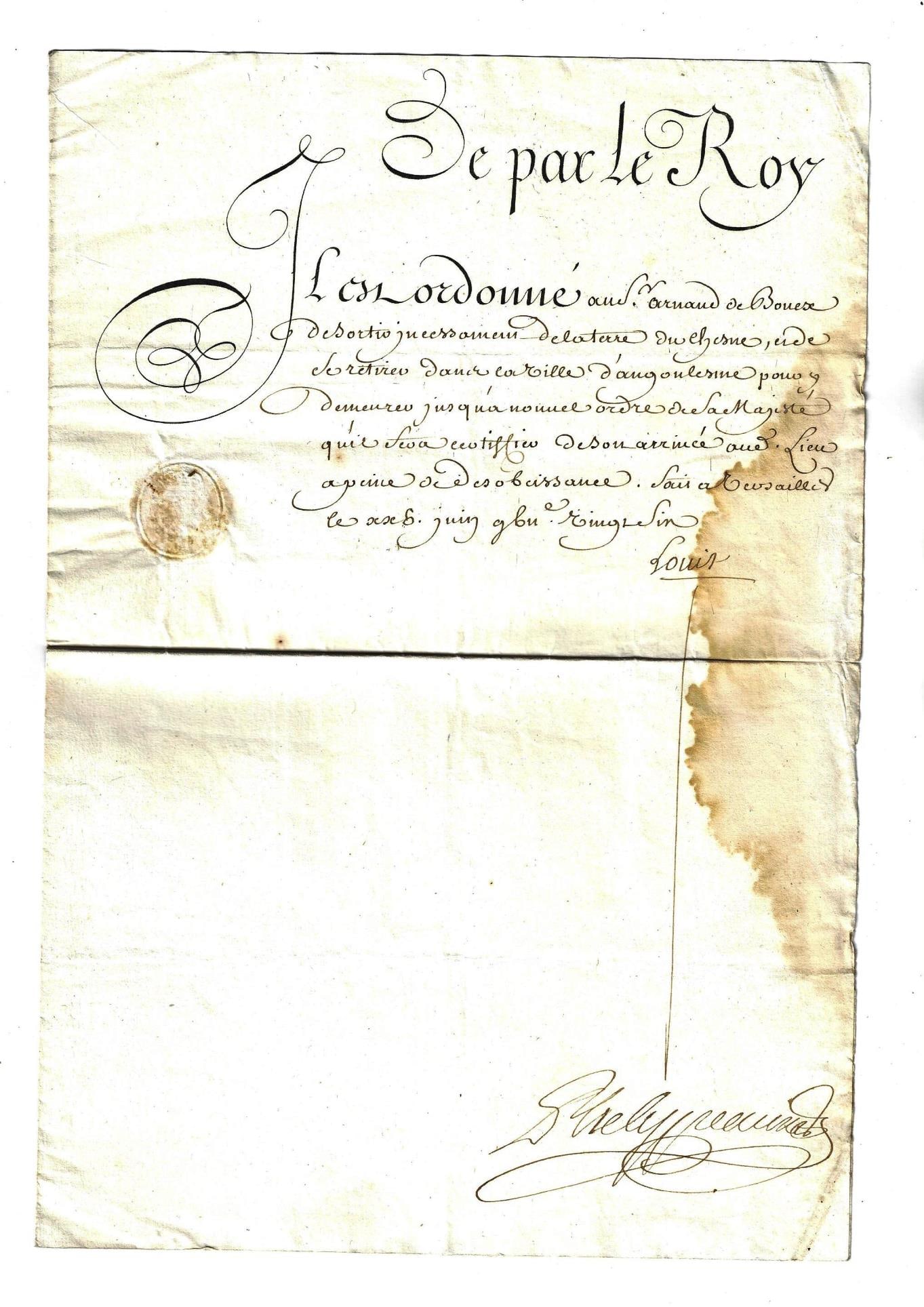 1755 Manuscript Document Signed Louis XV (1 of 2)