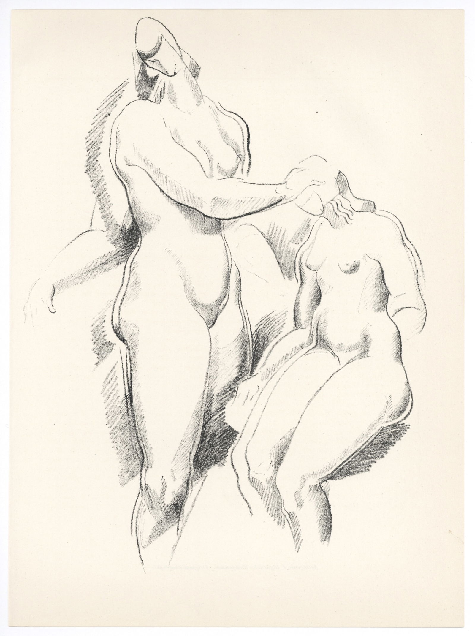 Alexander Archipenko original lithograph "Figurliche Komposition": Medium: original lithograph. This striking composition was published in 1921 for Genius. Sheet size: 13 1/4 x 9 7/8 inches (340 x 250 mm) on wove paper. This original Archipenko print is from GENIUS: