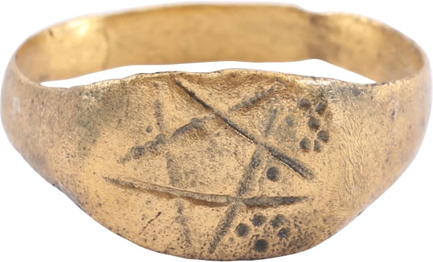MEDIEVAL SORCERER'S PENTAGRAM RING, C.500-900 AD, SIZE 10 (1 of 5)