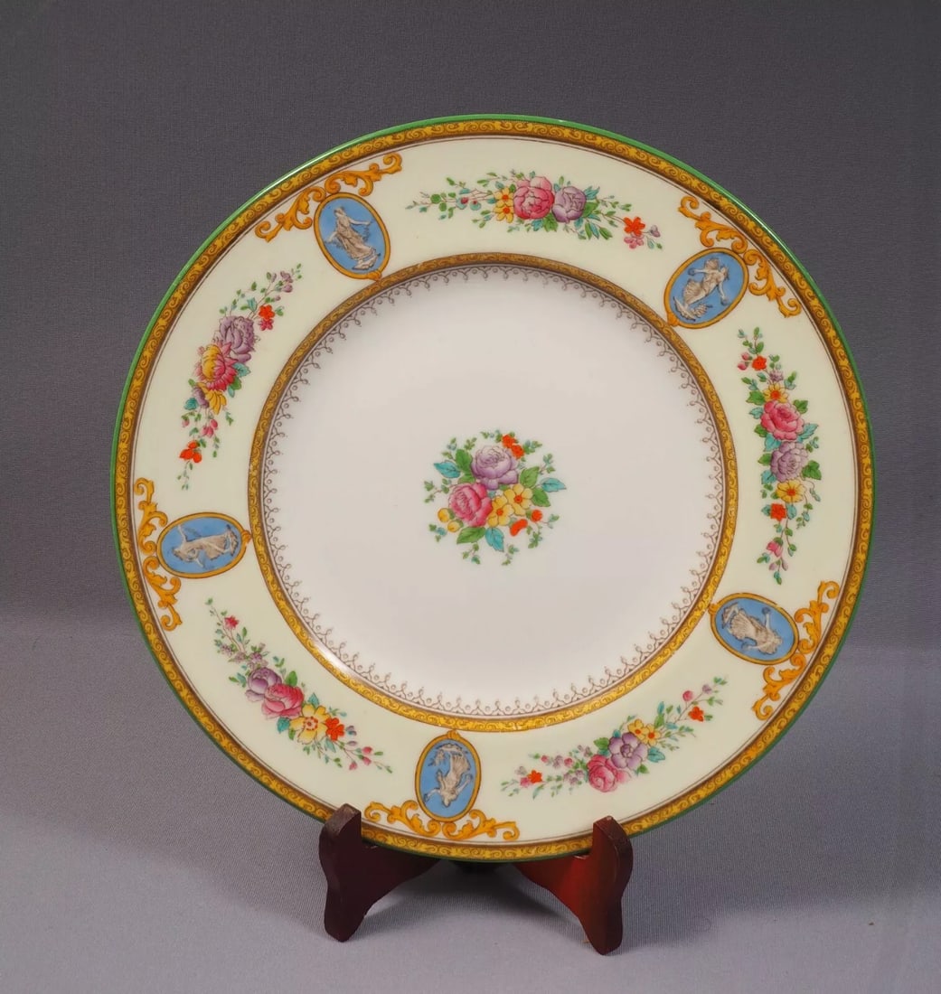 Vintage Wedgwood Sheerness Dinner Plate Blue Cameo Cream Raised details: This very rare and beautiful Dinner plate made by WEDGWOOD in Sheerness pattern. This is a beautiful Wedgwood neoclassical pattern. The pattern shows a lady in a blue cameo, flowers, and scrolls on iv