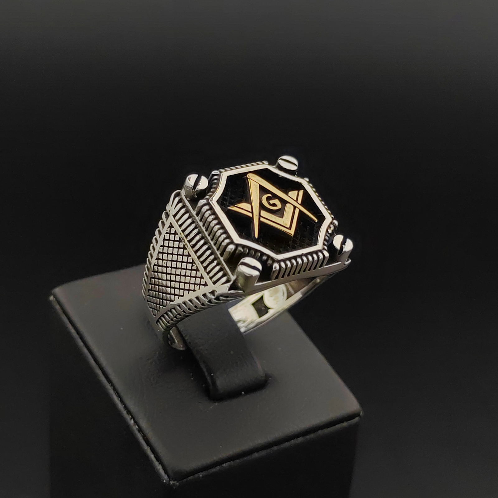 925 Sterling Silver Masonic Ring,Mason Ring (1 of 8)