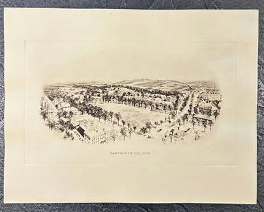 Rummell, Dartmouth College: Artist: Rummell Title: Dartmouth College Printing Date: 1913 Medium: Engraving Size/Dimensions: 10 x 13" Additional Information: Original engraving from the original plate (c. 1913) after Richard Rumm