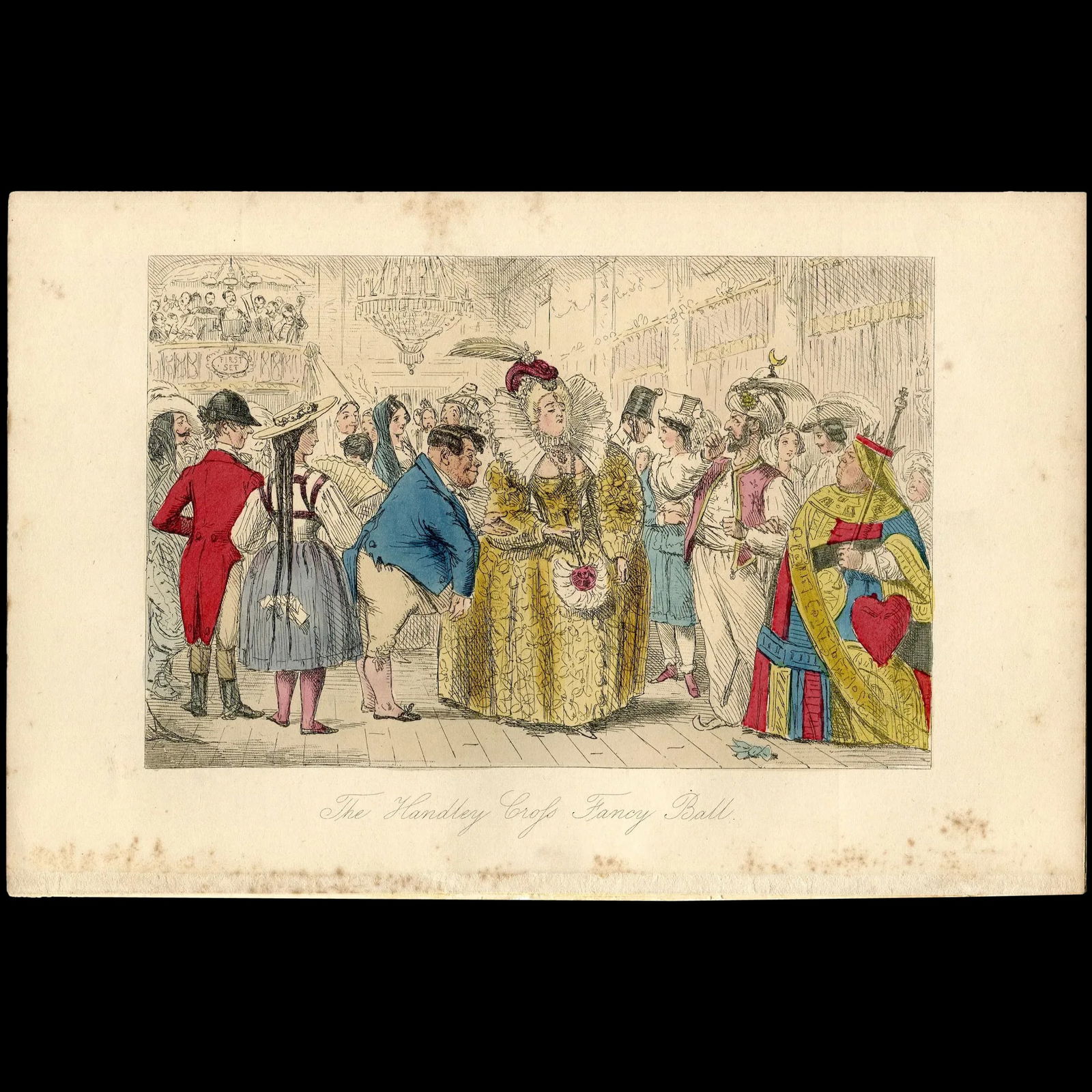 John Leech. The Handley Crofs Fancy Ball. 1854 engraving: The Handley Crofs Fancy Ball. John Leech (29 August 1817 – 29 October 1864). Provenance: Handley Cross; or, Mr. Jorrocks's Hunt written by Robert Smith Surtees. Illustrated by John Leech. Publis