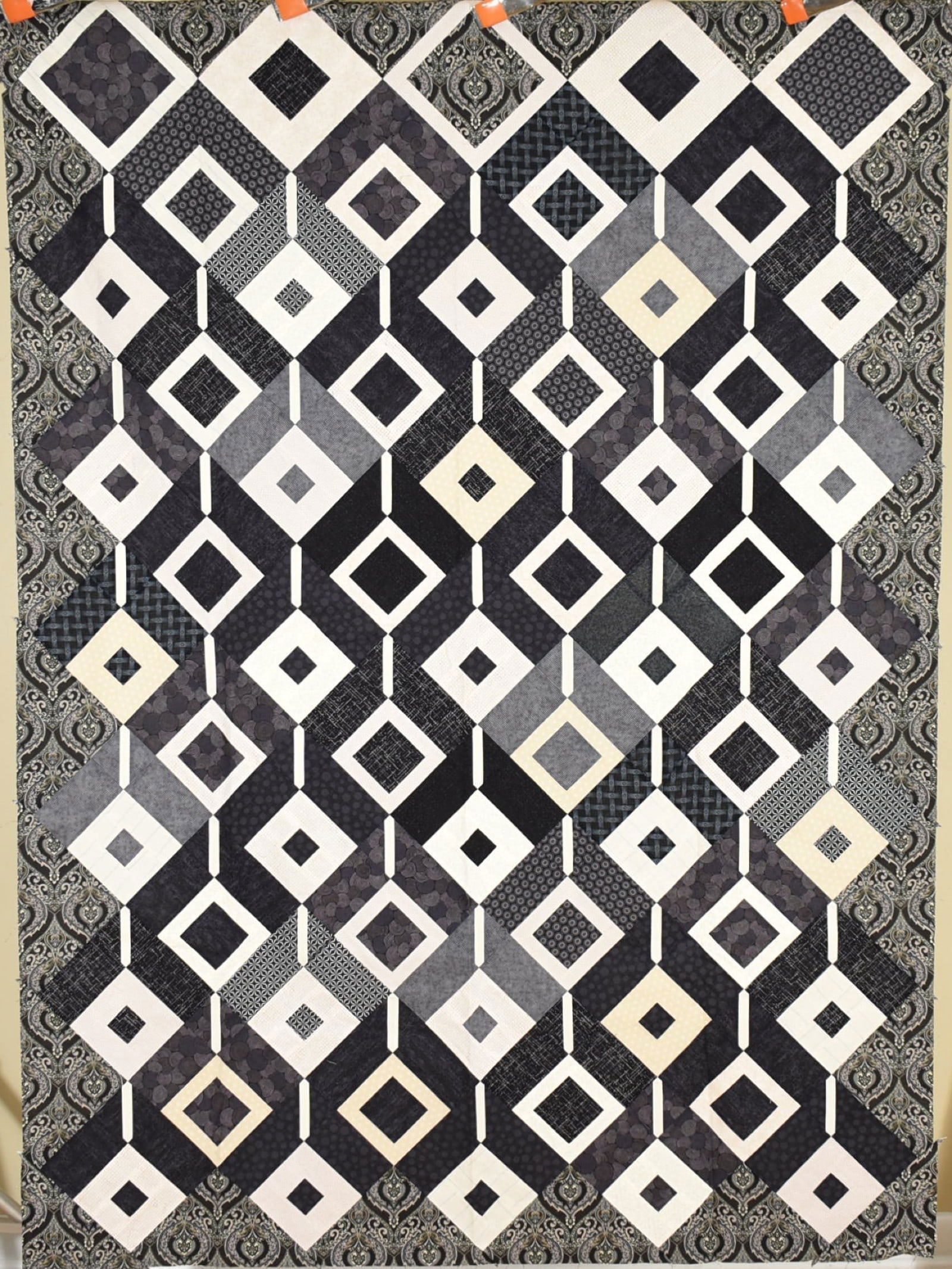 Graphic Black & White Diamonds Quilt Top (1 of 11)