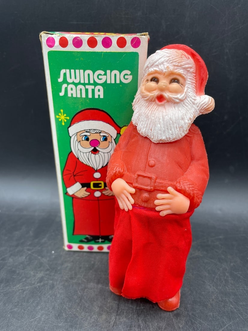 Vintage CHRISTMAS NAUGHTY SWINGING SANTA CLAUS Risque: Title: Vintage CHRISTMAS NAUGHTY SWINGING SANTA CLAUS Risque Date/Period: approx 1970's Dimension: approx 6 x 2 x 2 Material: plastic Additional Information: Vintage CHRISTMAS NAUGHTY SWINGING SANTA C