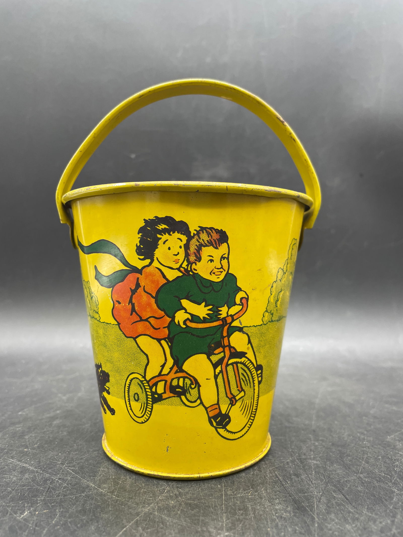 VINTAGE KIRCHHOFF SMALL TIN LITHO SAND PAIL BUCKET NEWARK NJ TOY 1940's (1 of 8)
