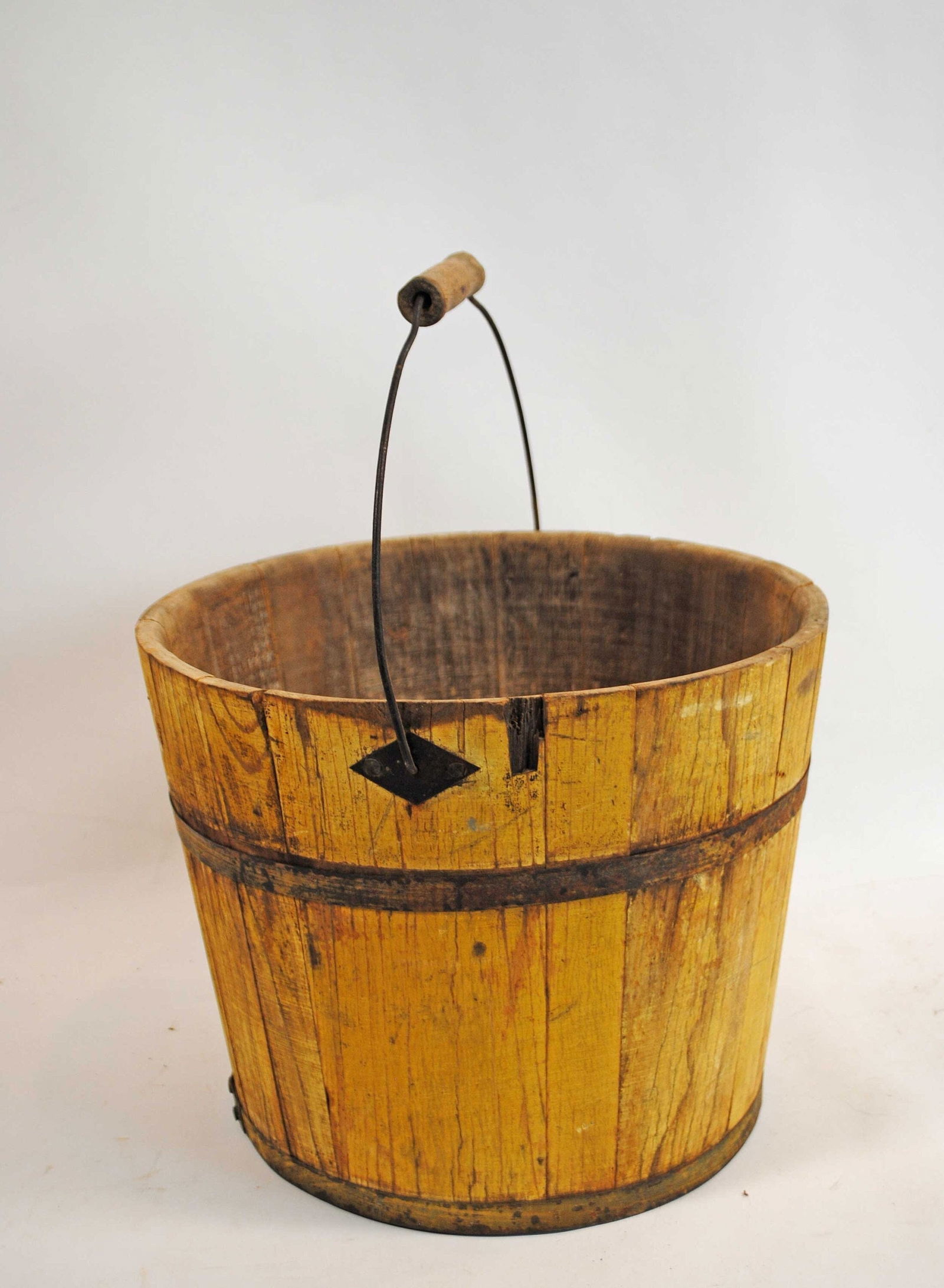 19th C Shaker Yellow Mustard Painted Bucket Pail (1 of 8)