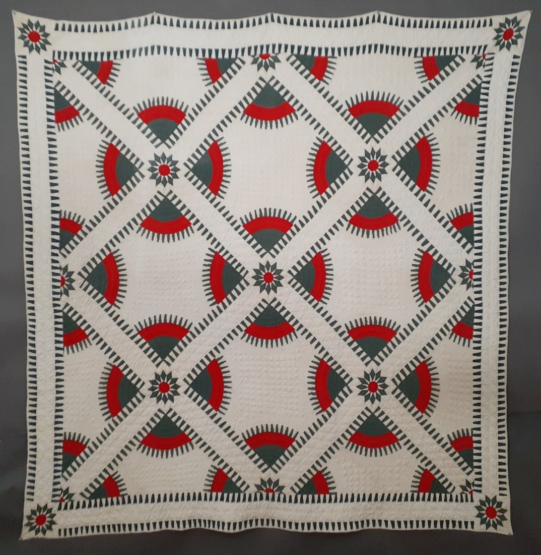 RARE, Antique "New York Beauty" Quilt, Cotton, c.1900, Excellent Condition (1 of 10)